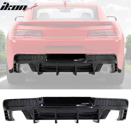 Fits 14-15 Chevy Camaro LT LS Ikon Black Rear Diffuser + Quad Exhaust Tips