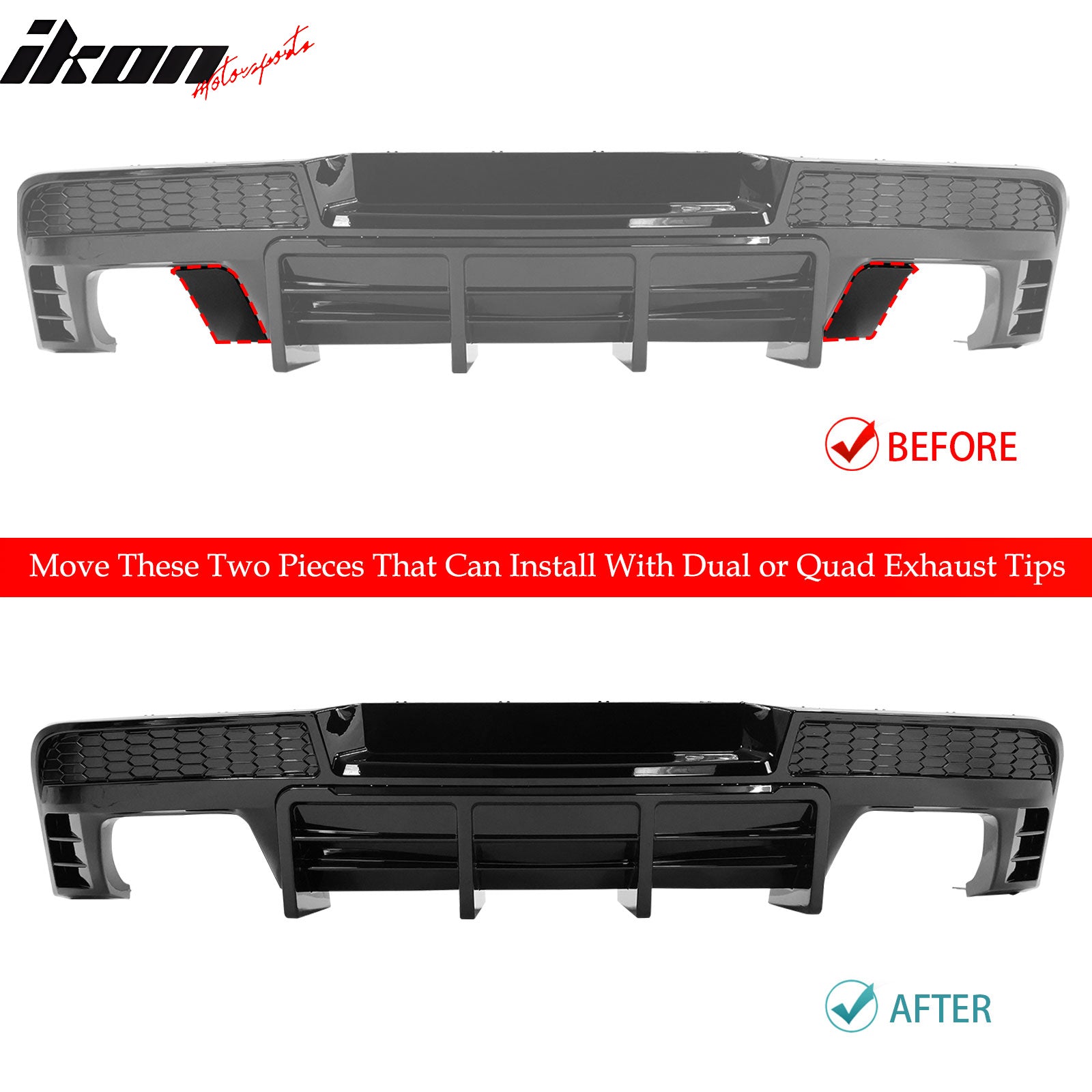 For 14-15 Chevy Camaro Ikon Style Rear Diffuser Bumper Lip PP