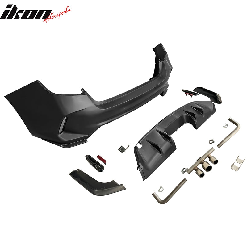 Fits 22-24 Civic EX Touring Rear Bumper Type R Style + Diffuser + Exhaust Pipe