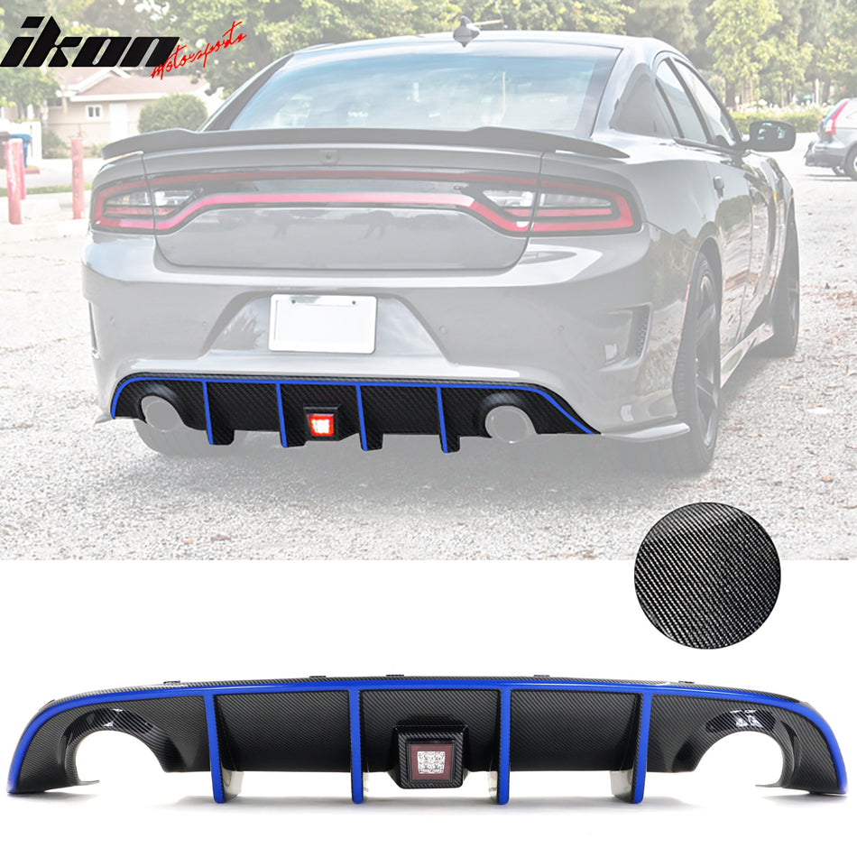 2015-2023 Dodge Charger Rear Diffuser & Red LED Blue Reflective Tape