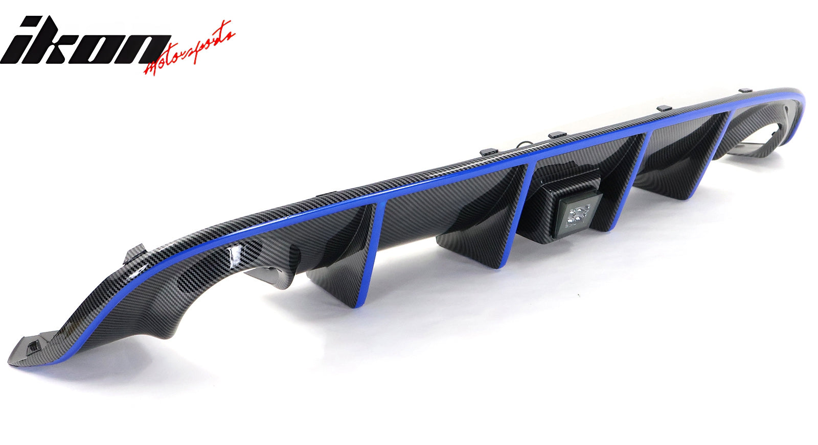 For 15-23 Dodge Charger LED Rear Diffuser Carbon Fiber Look Blue Reflective Tape