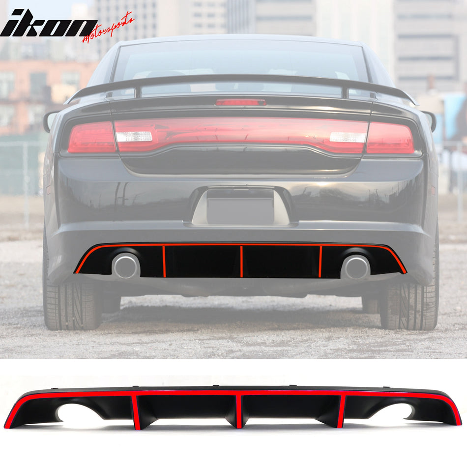 2012-2014 Dodge Charger OE Style Rear Diffuser w/ Red Reflective Tape