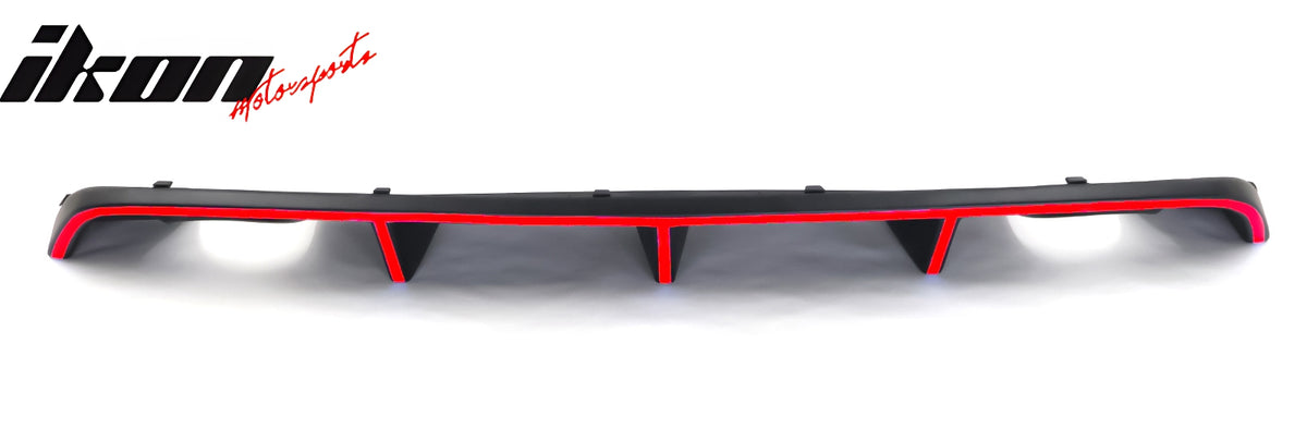 IKON MOTORSPRTS, Rear Bumper Lip Diffuser Compatible With 2012-2014 Dodge Charger SRT8, Factory Style PP Splitter with Red Reflective Tape Add-On Lower Valance Spoiler Bodykit, 2013