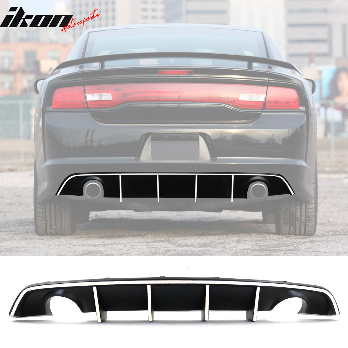 IKON MOTORSPORTS, Rear Diffuser w/ Reflective Tape Compatible With 2012 ...