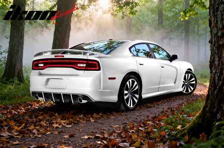 Fits 12-14 Dodge Charger SRT8 V2 Style Rear Diffuser PP w/ White Reflective Tape