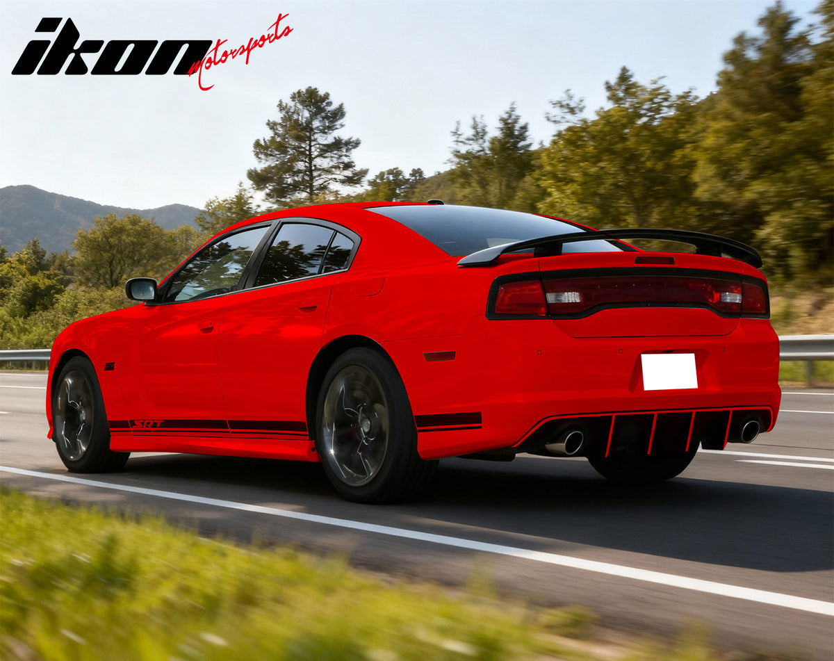 Fits 12-14 Dodge Charger SRT8 V2 Style Rear Diffuser PP w/ Red Reflective Tape