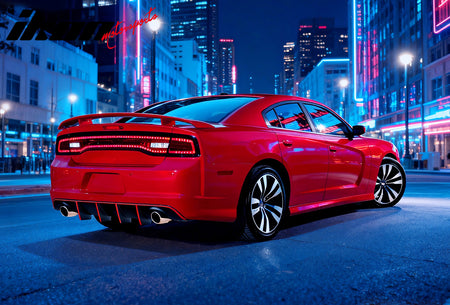 Fits 12-14 Dodge Charger SRT8 V2 Style Rear Diffuser PP w/ Red Reflective Tape