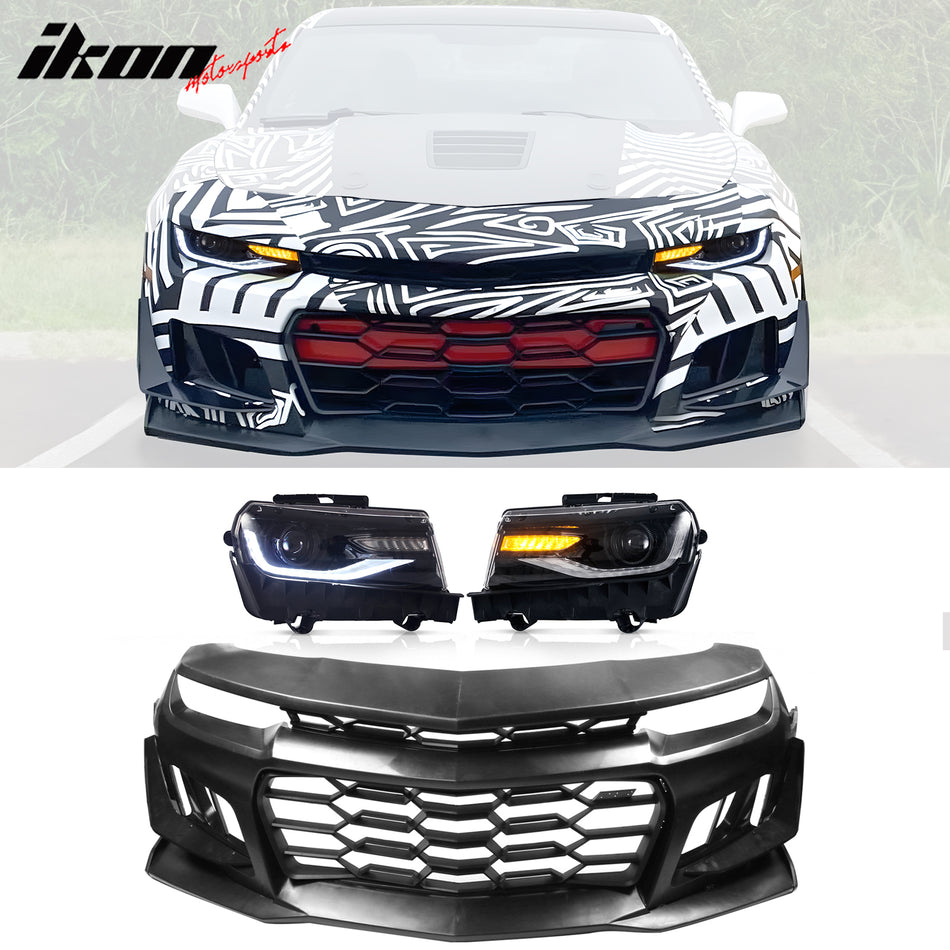 2014-2015 Chevy Camaro 1LE Style Front Bumper Cover w/ Headlights