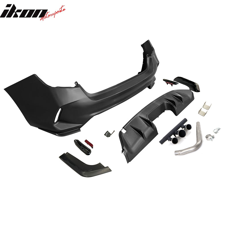 Fits 22-24 Honda Civic LX Sport Rear Bumper Type R Style +Diffuser +Exhaust Pipe