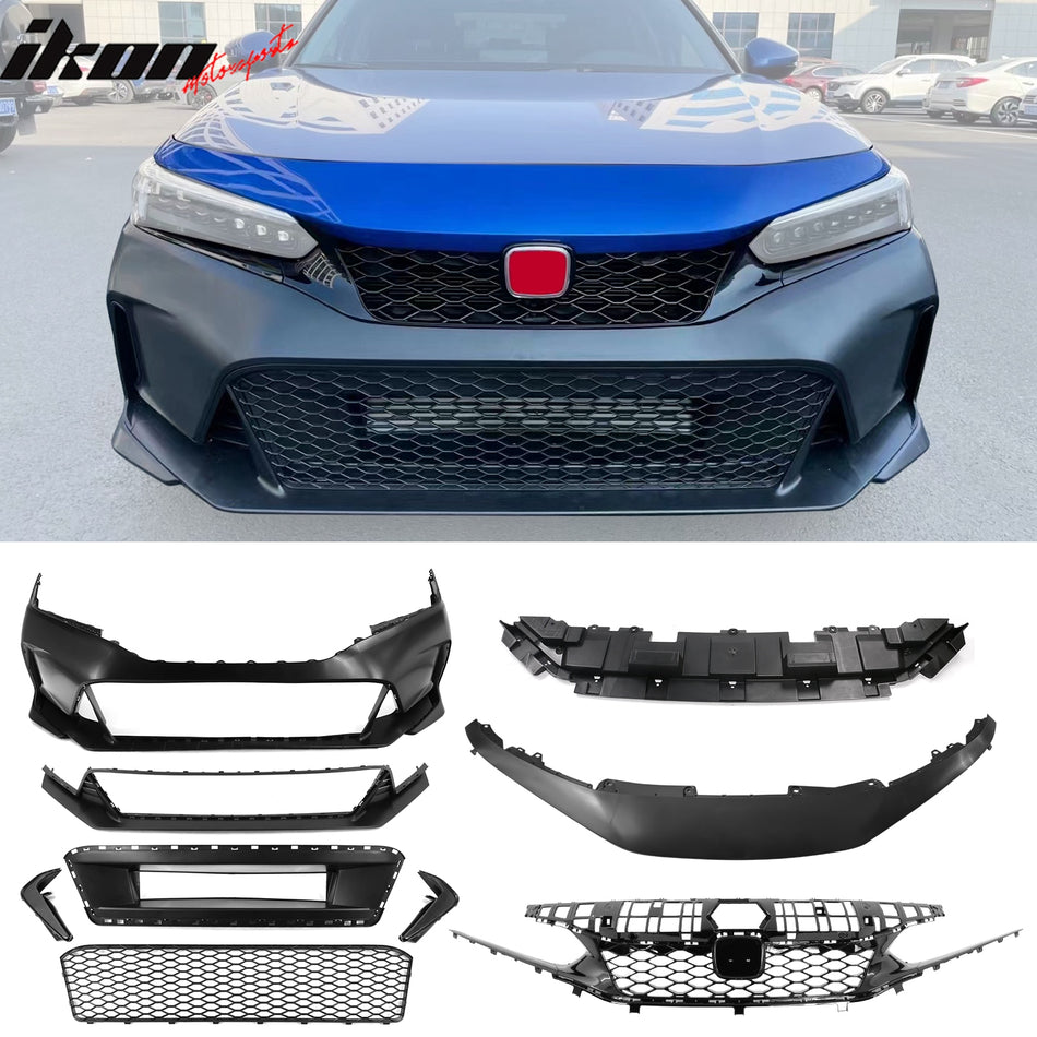 2022-2024 Civic Sedan Type R Style Front Bumper Cover&Upper Grill&Trim