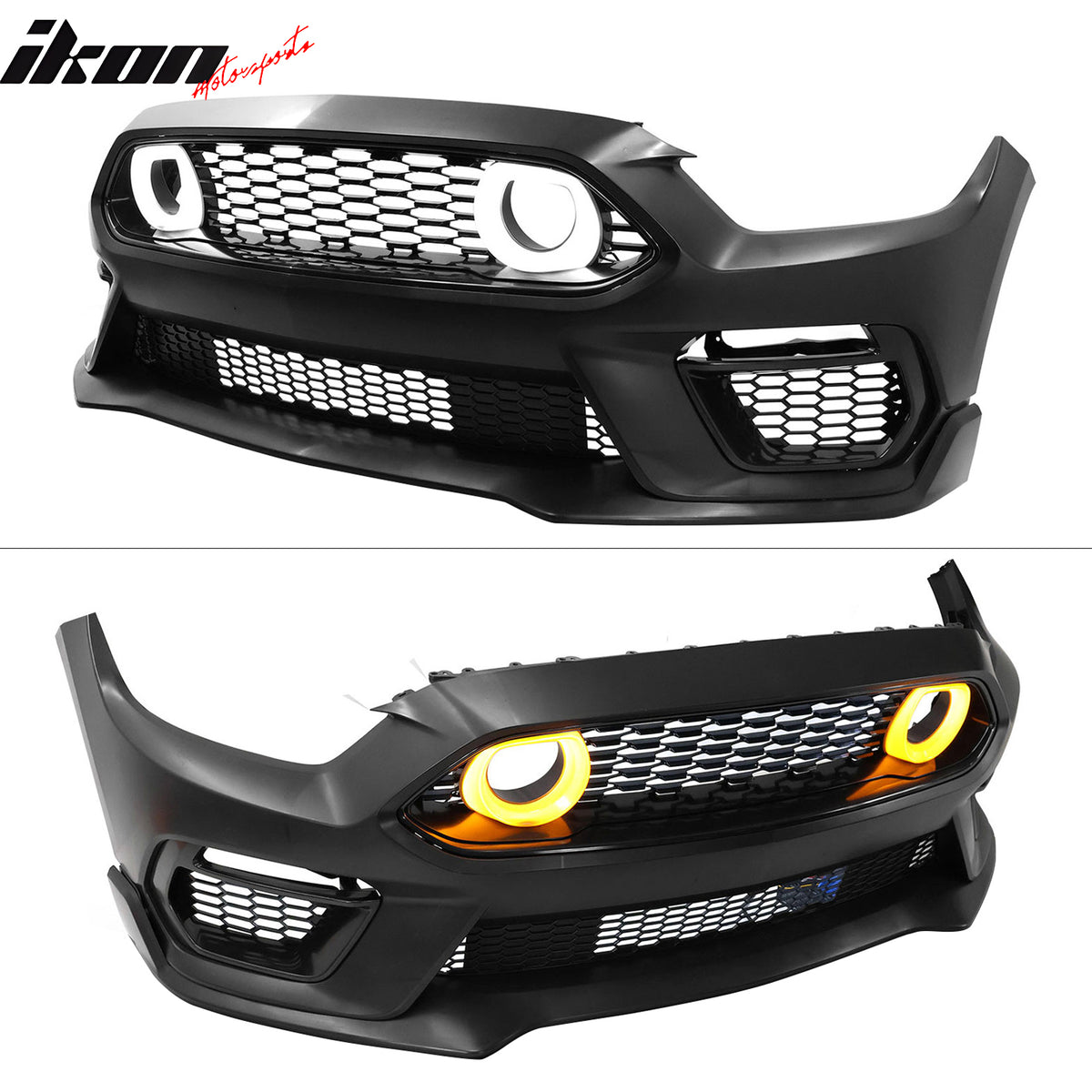 For 15-17 Ford Mustang Mach 1 Style Front Bumper Cover LED Grille 2024 Headlight