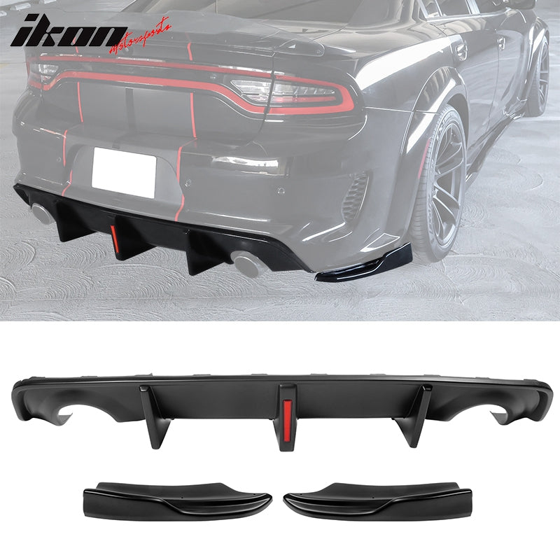 IKON MOTORSPORTS, Rear Diffuser W/ Light + Apron Side Spats Compatible ...