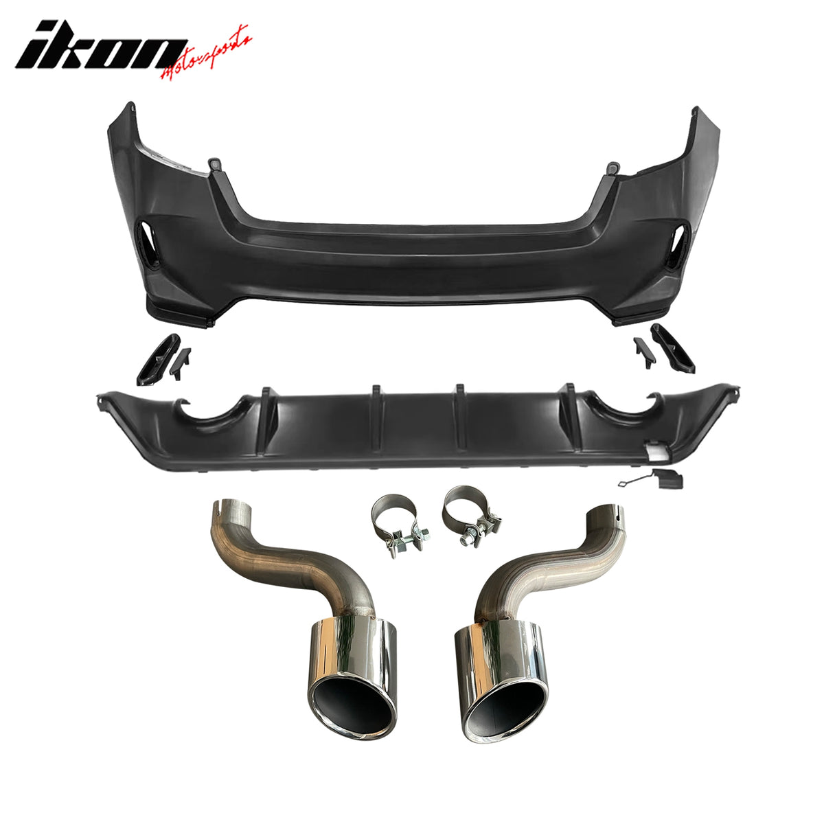 Fits 22-24 Civic Sedan Type R Style Rear Bumper Cover & Diffuser & Exhaust Pipe