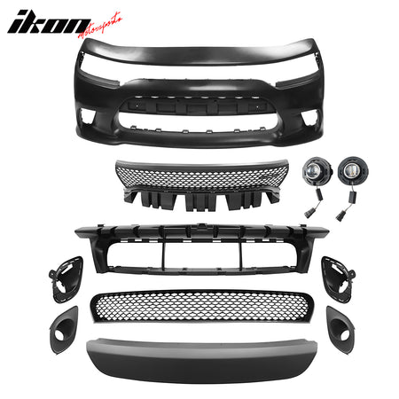 Fits 15-23 Dodge Charger 15 SRT Hellcat Front Bumper Conversion Kit W/ Foglights