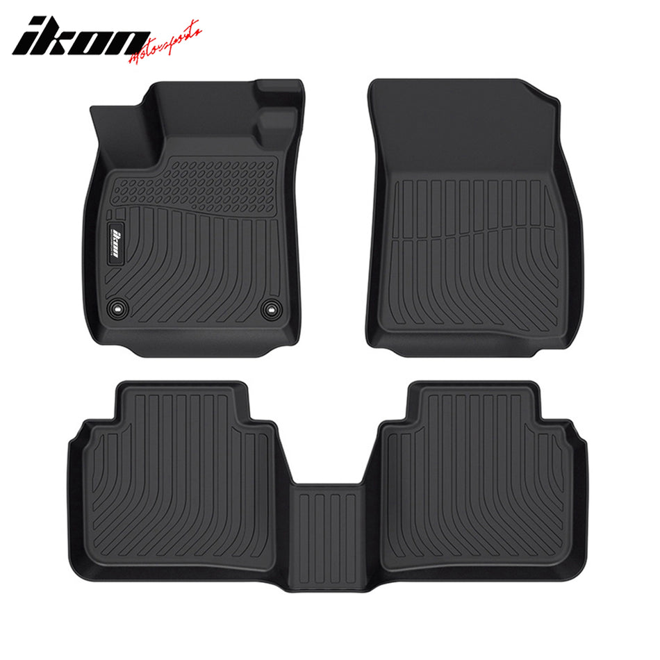IKON MOTORSPORTS 3D TPE Floor Mats + Trunk Mat, Compatible with 2023-2024 Honda Accord, Black All Weather Waterproof Anti-Slip Floor Liners, Front & 2nd Row Full Set Interior Storage Cover Accessories