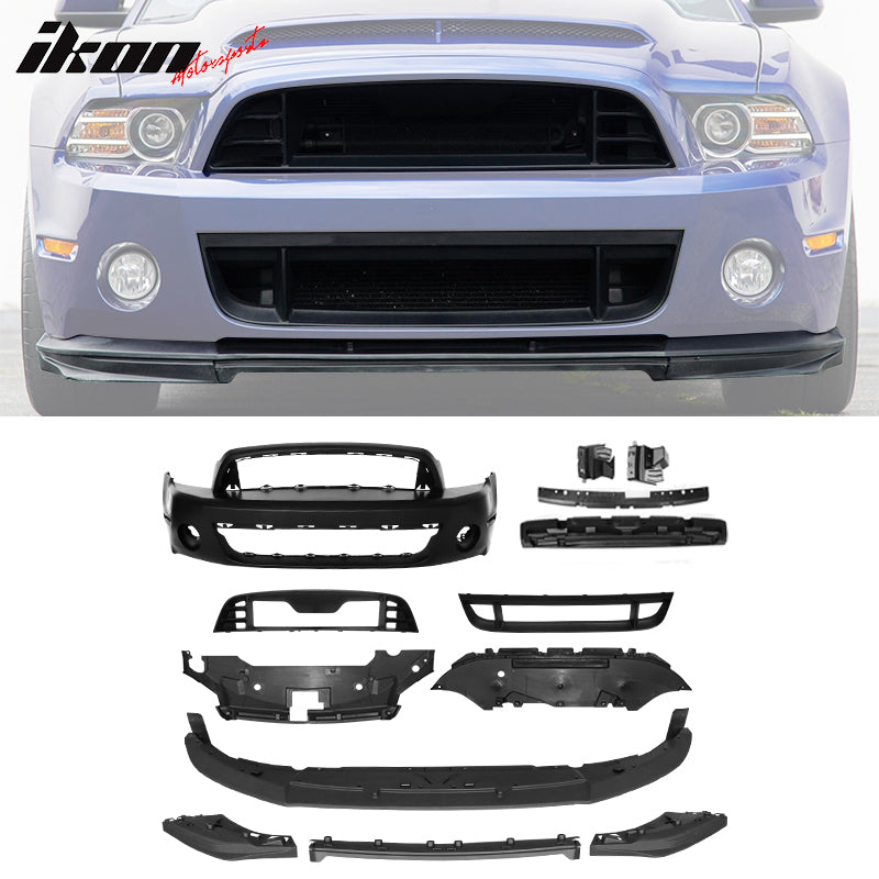 2010-2014 Ford Mustang GT500 Style Front Bumper Cover w/ Grille Lip