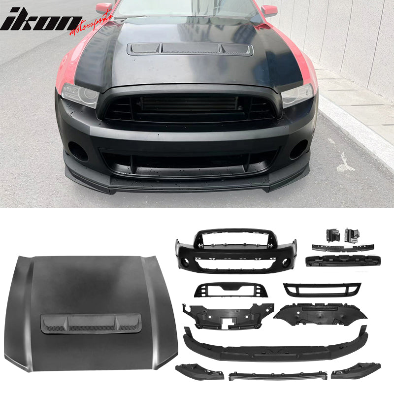 2010-2014 Ford Mustang GT500 Style Front Bumper Cover Hood Grille Lip