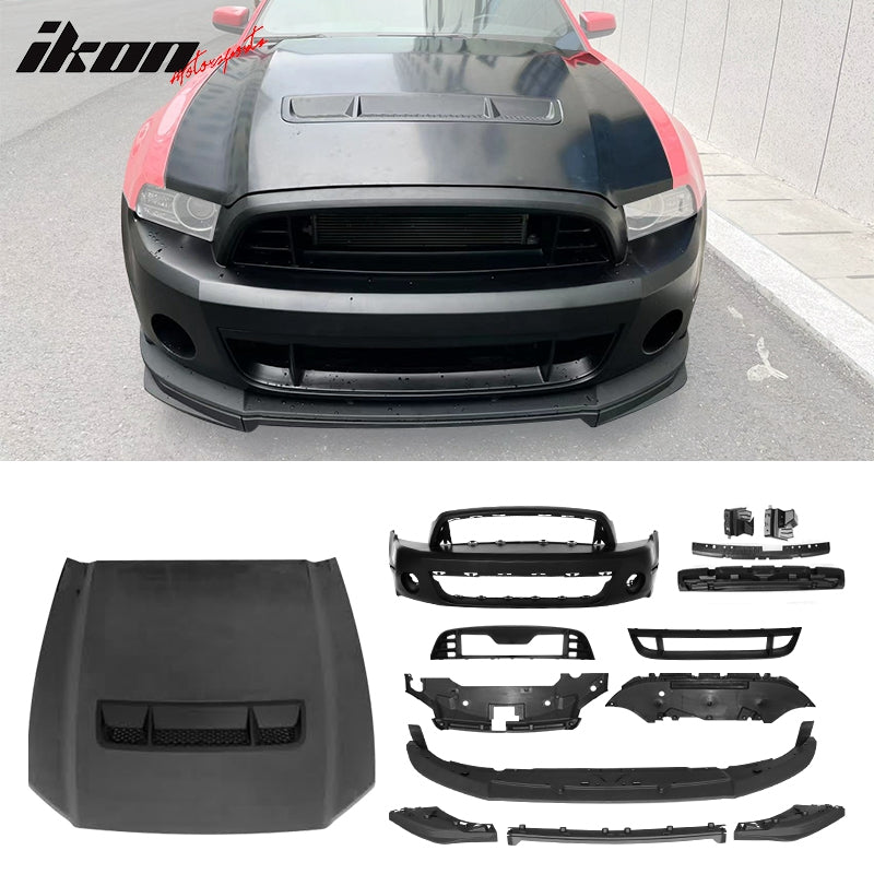 2010-2014 Ford Mustang GT500 Style Front Bumper Cover Hood Grille Lip