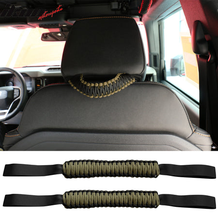 Fits 21-23 Ford Bronco Front Headrest Handles Roll Bar Grab Nylon 2PCS