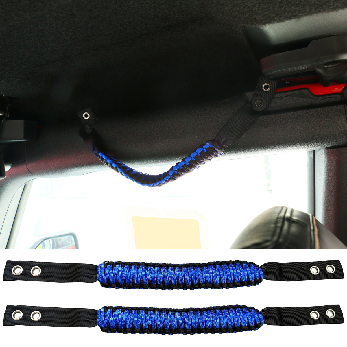 Fits 21-24 Ford Bronco 2/4Dr 2PC Nylon Roll Bar Grab Handles Paracord Grip