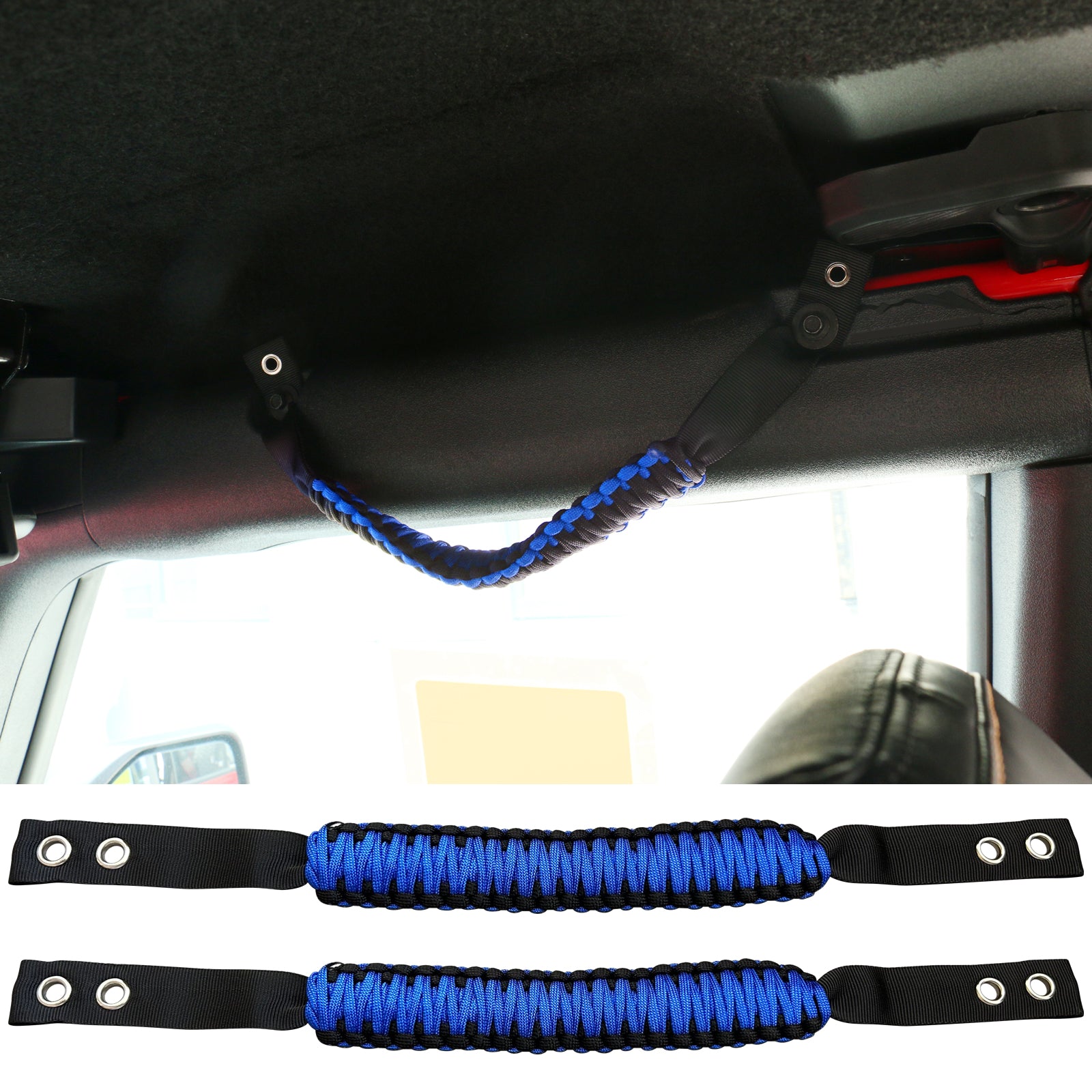 Fits 21-24 Ford Bronco 2/4Dr 2PC Nylon Roll Bar Grab Handles Paracord Grip