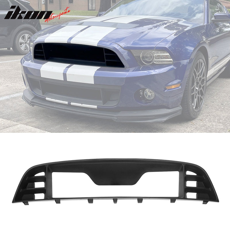 IKON MOTORSPRTS, Grille Compatible With 2010-2014 Ford Mustang GT500, Factory Style Upper Lower Grill Unpainted Black PP Polypropylene Front Bumper Guard Kit