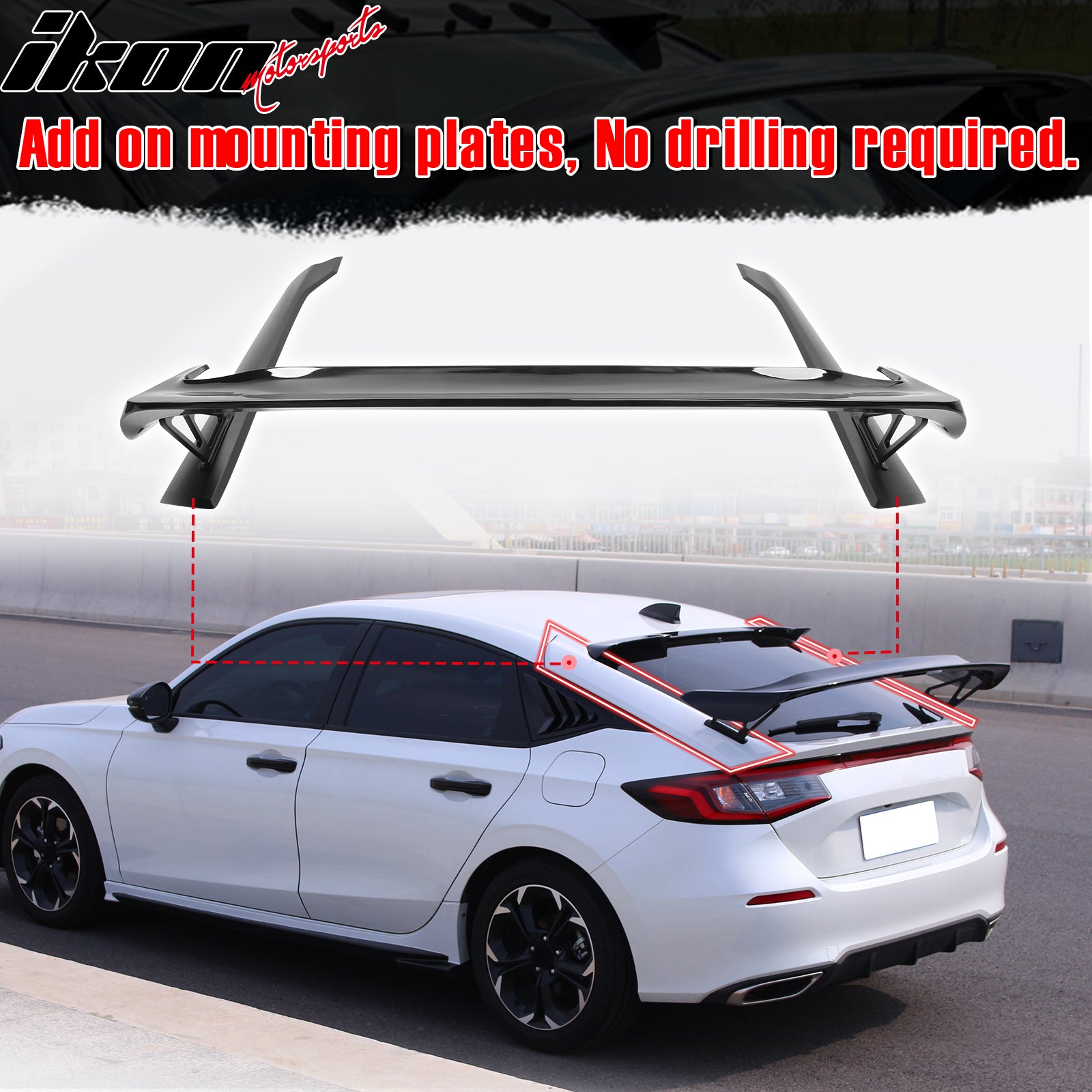 2022-2024 Honda Civic Type R Gloss Trunk Spoiler Mounting Plate ABS