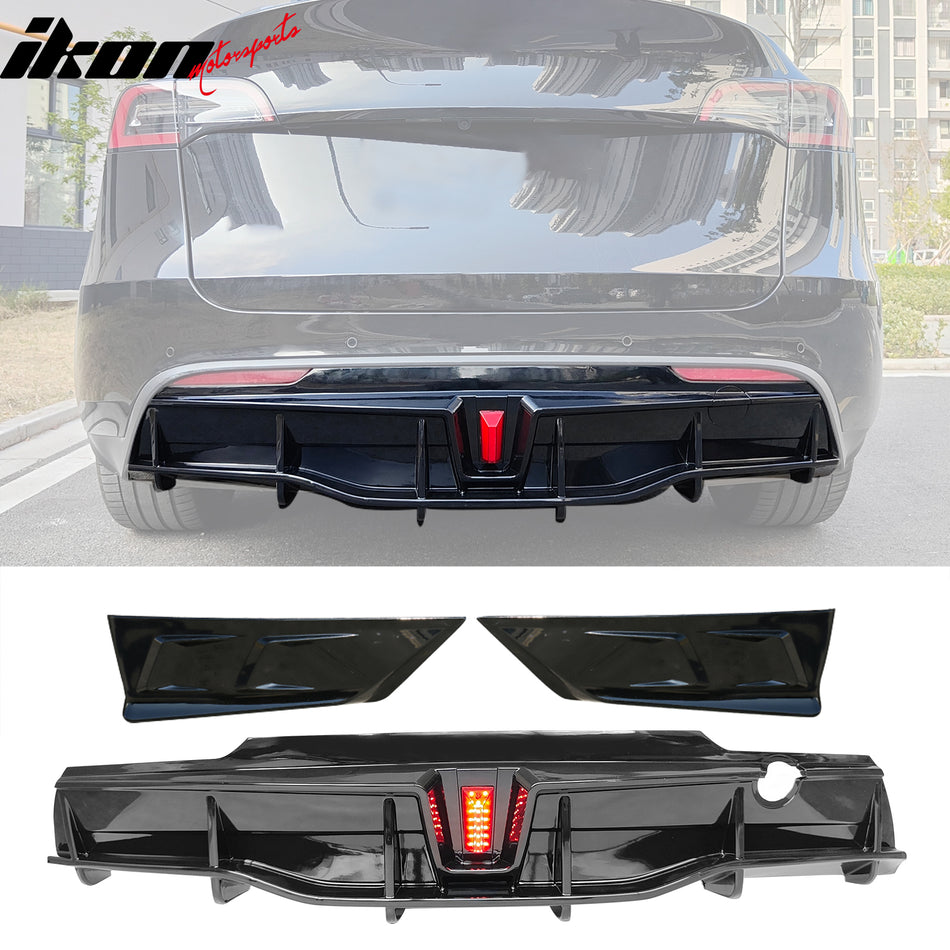 2020-2024 Tesla Y IKON Gloss Black Rear Bumper Lip W/ Rear Aprons PP