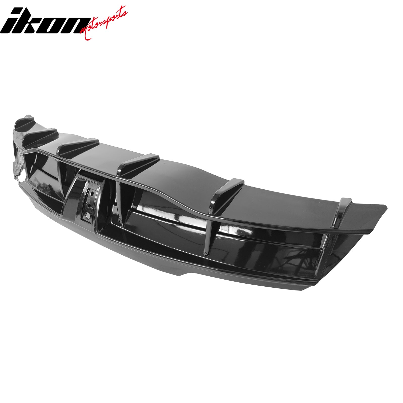 Fits 20-24 Tesla Model Y IKON Gloss Black Rear LED Diffuser Lip W/ Corner Aprons