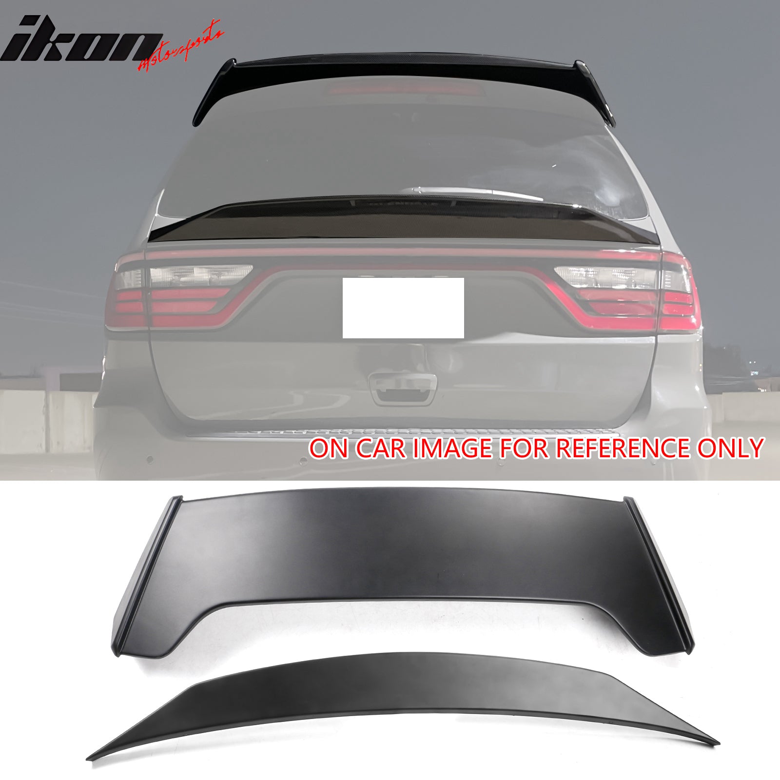 IKON MOTORSPORTS Trunk Middle Spoiler + Roof Spoiler, Compatible with 2021-2025 Dodge Durango All Models Except SRT, Duckbill Style ABS Plastic Rear Trunk Lid Spoiler Wing Lip