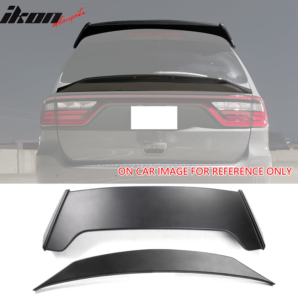 IKON MOTORSPORTS, Trunk Middle Spoiler + Roof Spoiler Compatible with 2014-2024 Dodge Durango, Duckbill Style ABS Plastic Rear Trunk Lid Spoiler Wing Lip