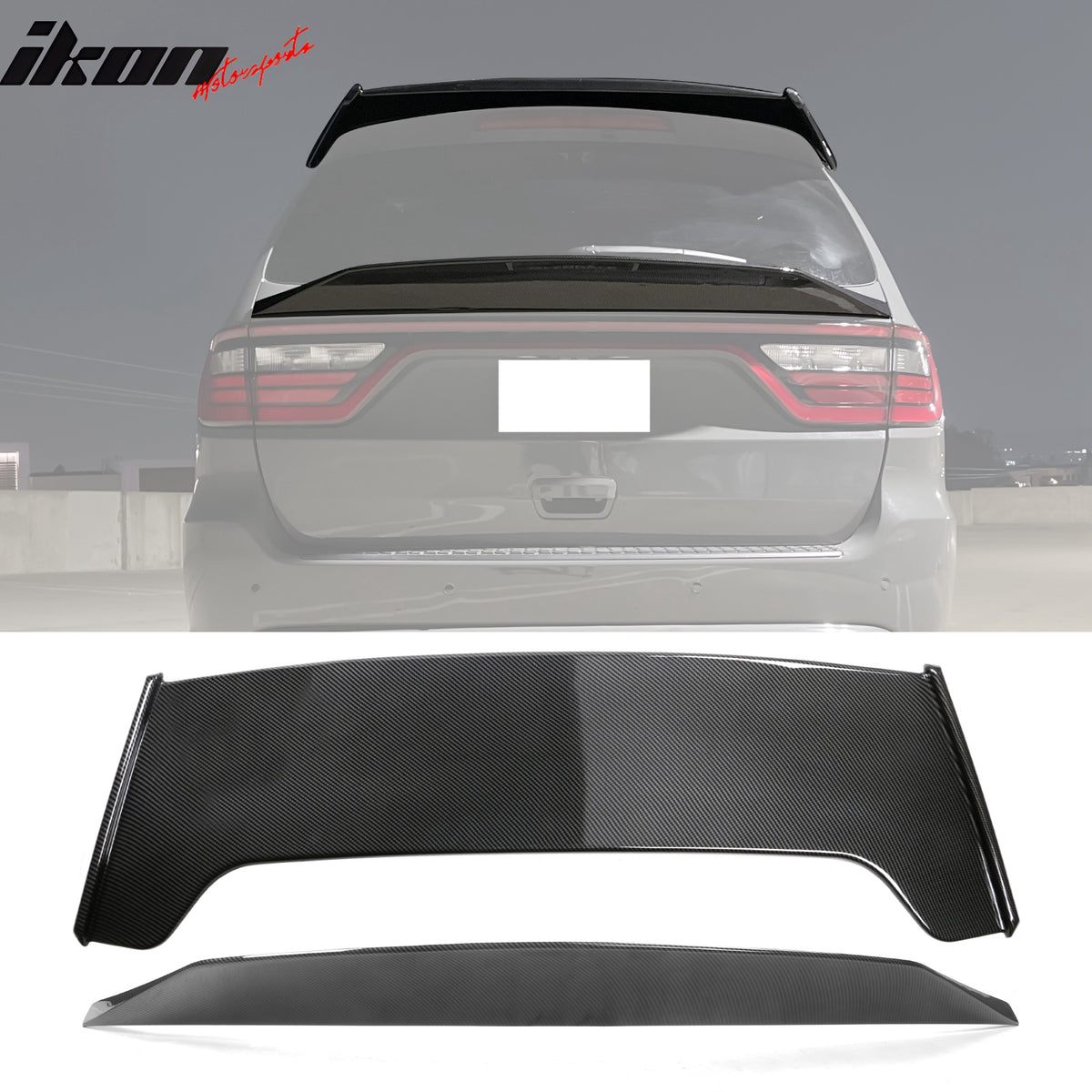 Durango Rear Spoiler IKON MOTORSPORTS, Trunk Middle Spoiler + Roof Spoiler Compatible with ...