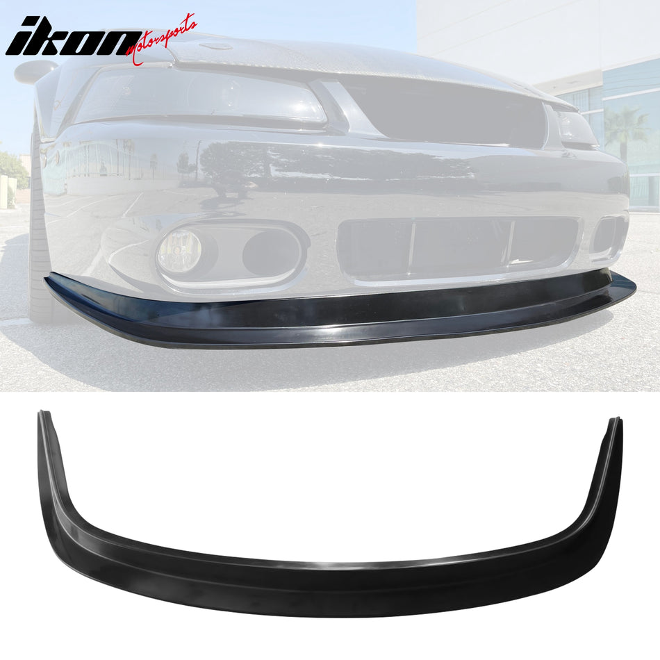 IKON MOTORSPORTS, Front Bumper Cover W/ Lip Compatible With 1999-2004 Ford Mustang, MDA Cobra Style PU Polyurethane Front Bumper Cover Conversion Replacement With MDA Style Front Bumper Lip Spacers