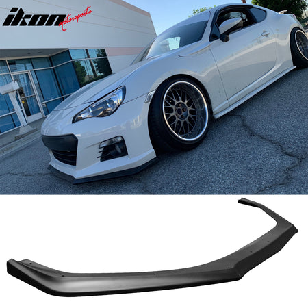 IKON MOTORSPORTS, Corner Aprons + Front Bumper Lip Compatible with 2013-2016 Subaru BRZ, PU Unpainted GT JDM CS Style Front Lip Corner Aprons Rear Bumper Lip Lower Side Spat Valance Canard Protector