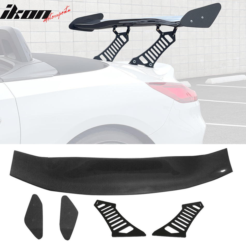 56"Inch GT Style Trunk Spoiler V1 Side Plates V3 Legs 3D Carbon Fiber