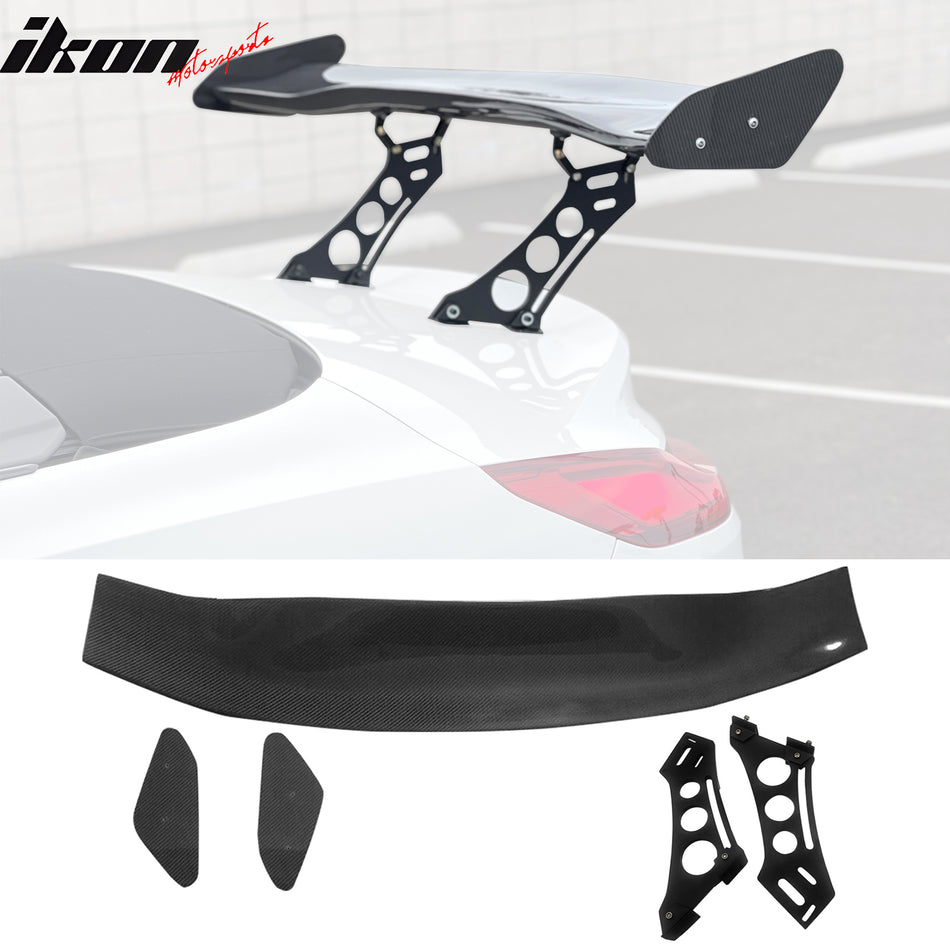 56"Inch GT Style Trunk Spoiler V1 Side Plates V5 Legs 3D Carbon Fiber