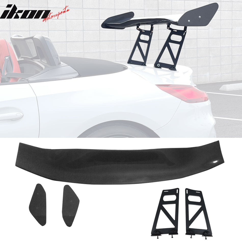 56"Inch GT Style Trunk Spoiler V1 Side Plates V6 Legs 3D Carbon Fiber