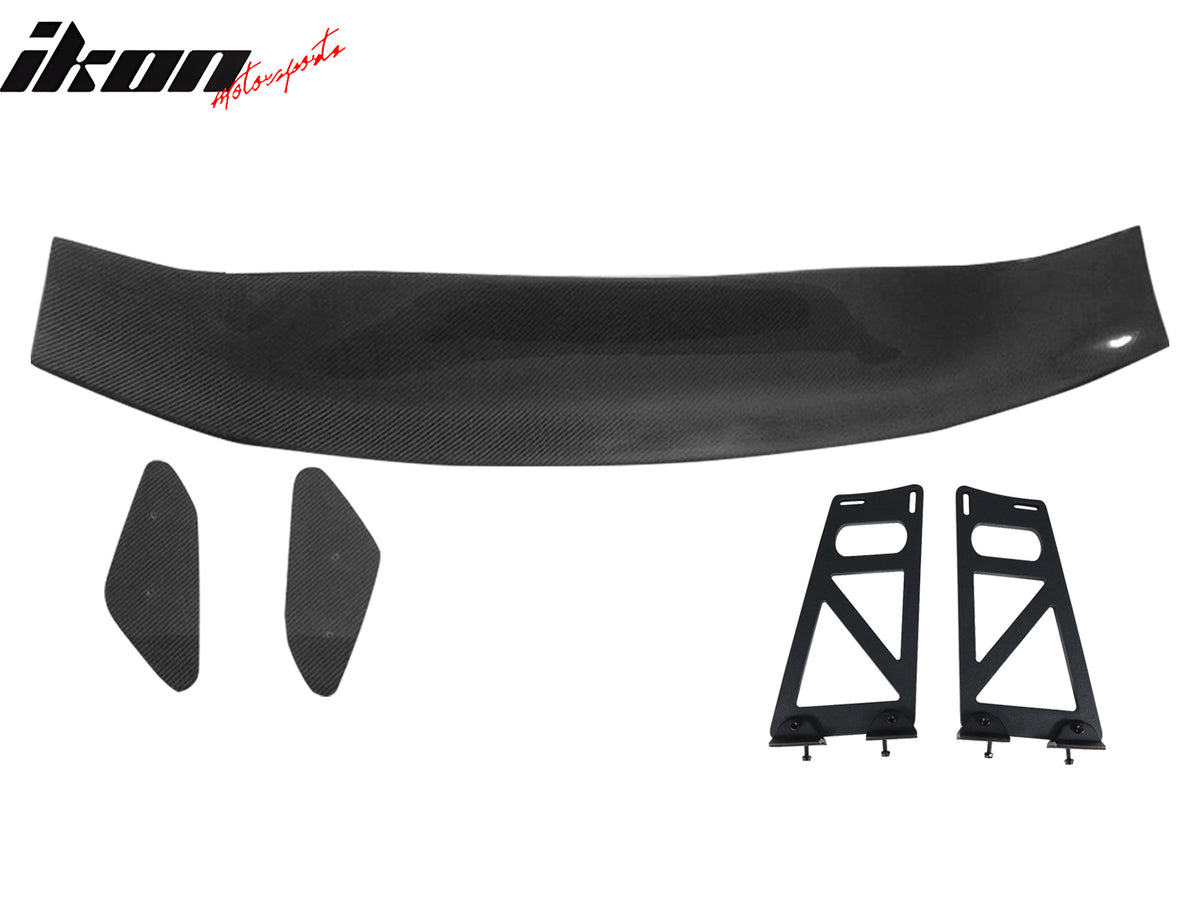 Universal 56" Inch GT Style 3D Carbon Fiber Trunk Spoiler V1 Side Plates V6 Legs