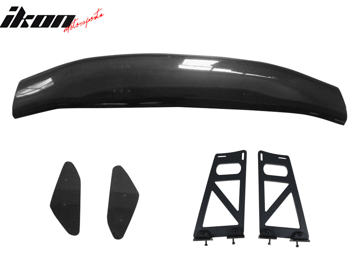 Universal 56" Inch GT Style 3D Carbon Fiber Trunk Spoiler V1 Side Plates V6 Legs