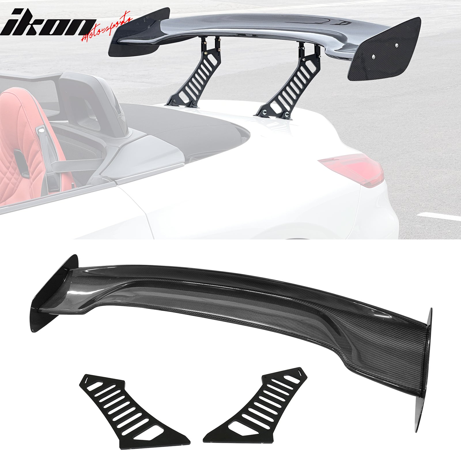 Spoiler Legs IKON MOTORSPORTS, Universal Fit 57'' Inch Trunk Spoiler, 12