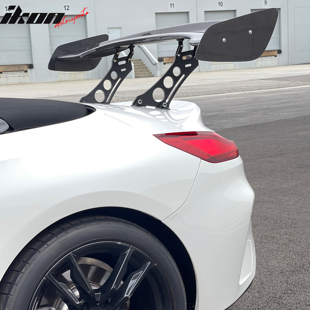 Universal 57" JDM Racing GT RS Carbon Fiber Trunk Spoiler V2 Side Plates V5 Legs