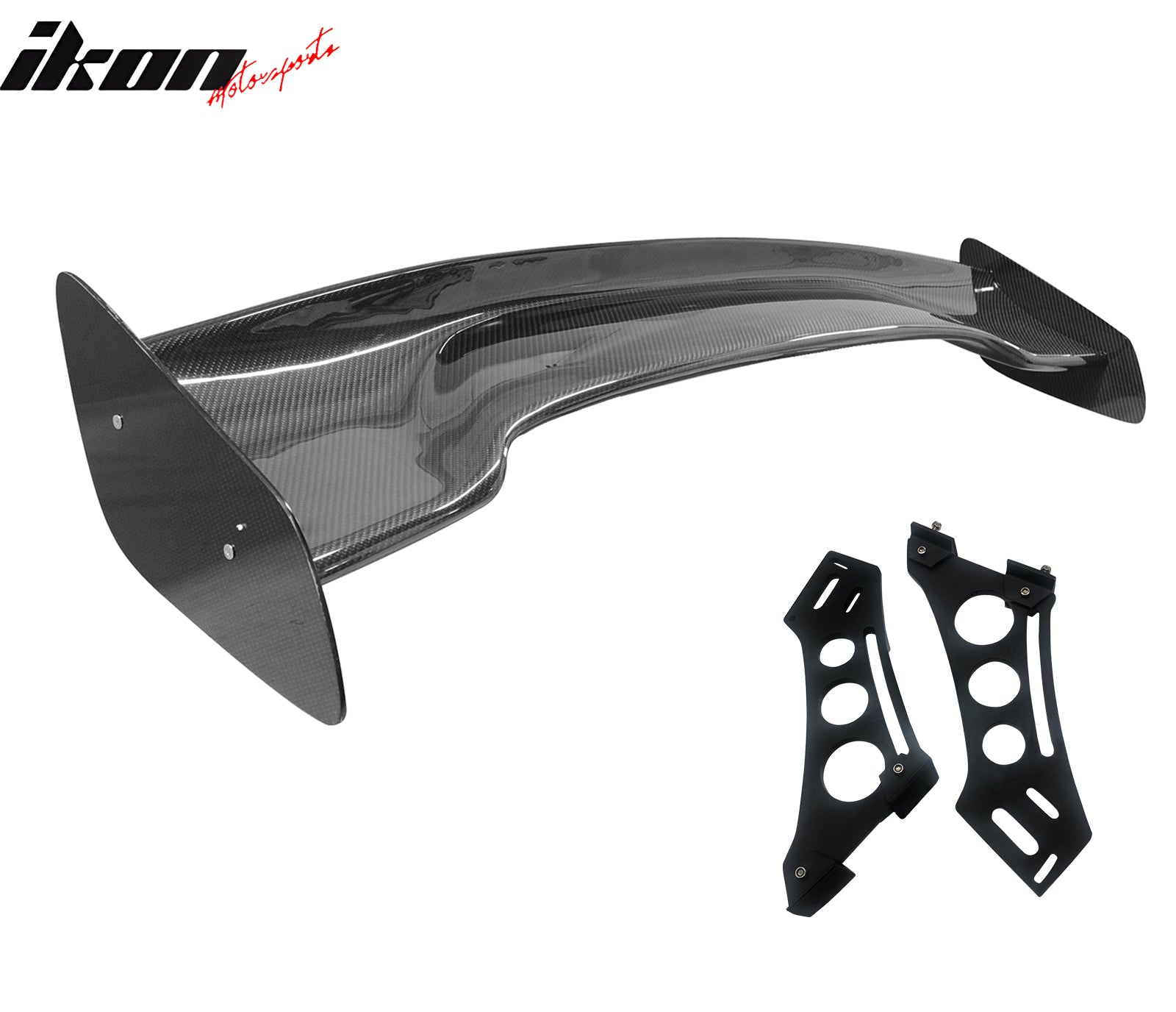 Universal 57" JDM Racing GT RS Carbon Fiber Trunk Spoiler V2 Side Plates V5 Legs