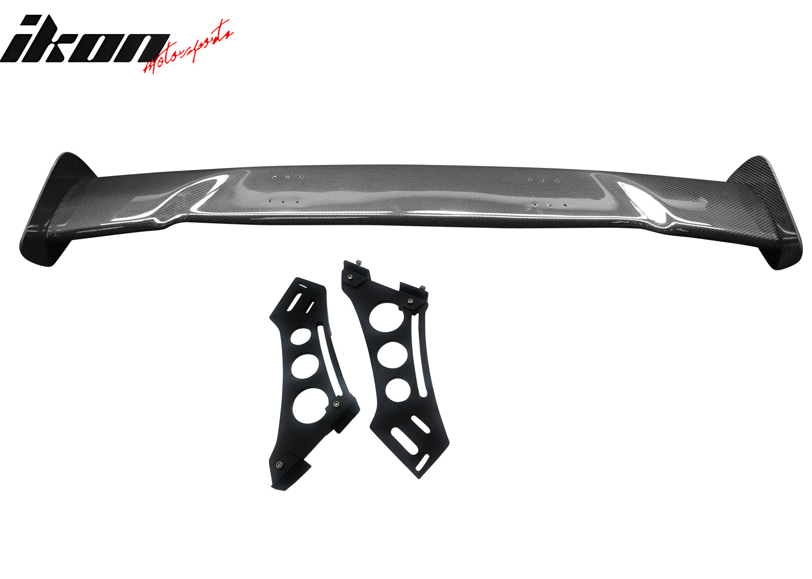 Universal 57" JDM Racing GT RS Carbon Fiber Trunk Spoiler V2 Side Plates V5 Legs