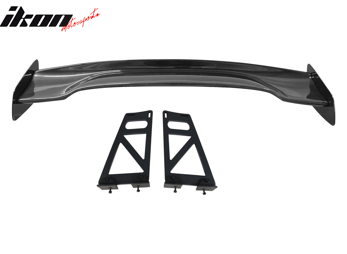 Universal 57" JDM Racing GT RS Carbon Fiber Trunk Spoiler V2 Side Plates V6 Legs