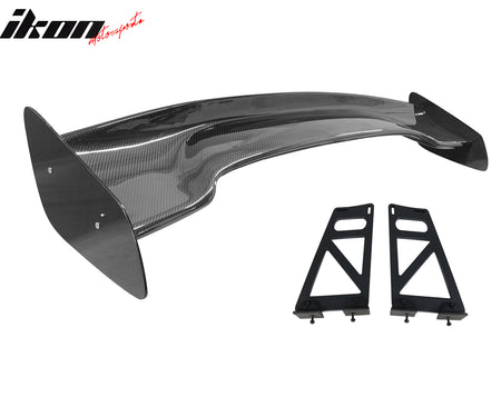 Universal 57" JDM Racing GT RS Carbon Fiber Trunk Spoiler V2 Side Plates V6 Legs