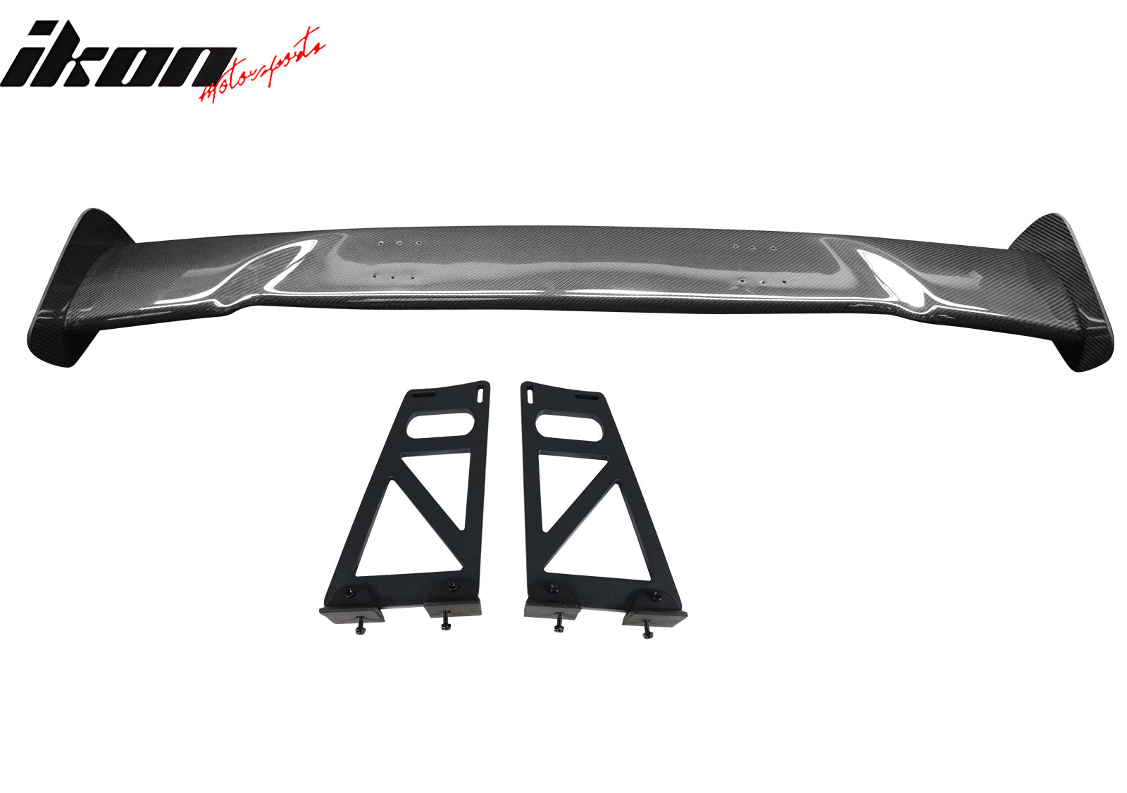 Universal 57" JDM Racing GT RS Carbon Fiber Trunk Spoiler V2 Side Plates V6 Legs