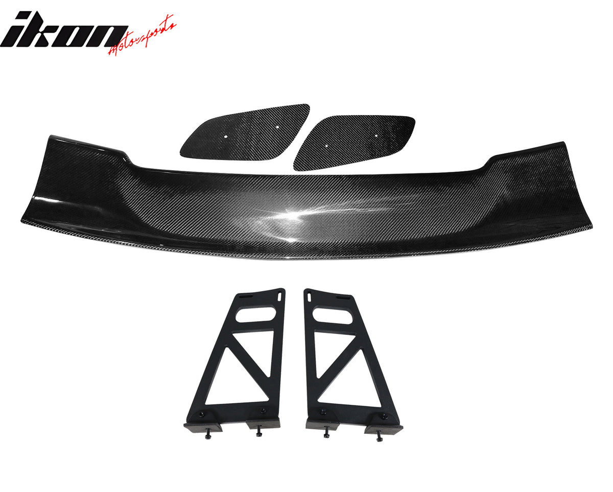 Universal 57" JDM Racing GT RS Carbon Fiber Trunk Spoiler V2 Side Plates V6 Legs