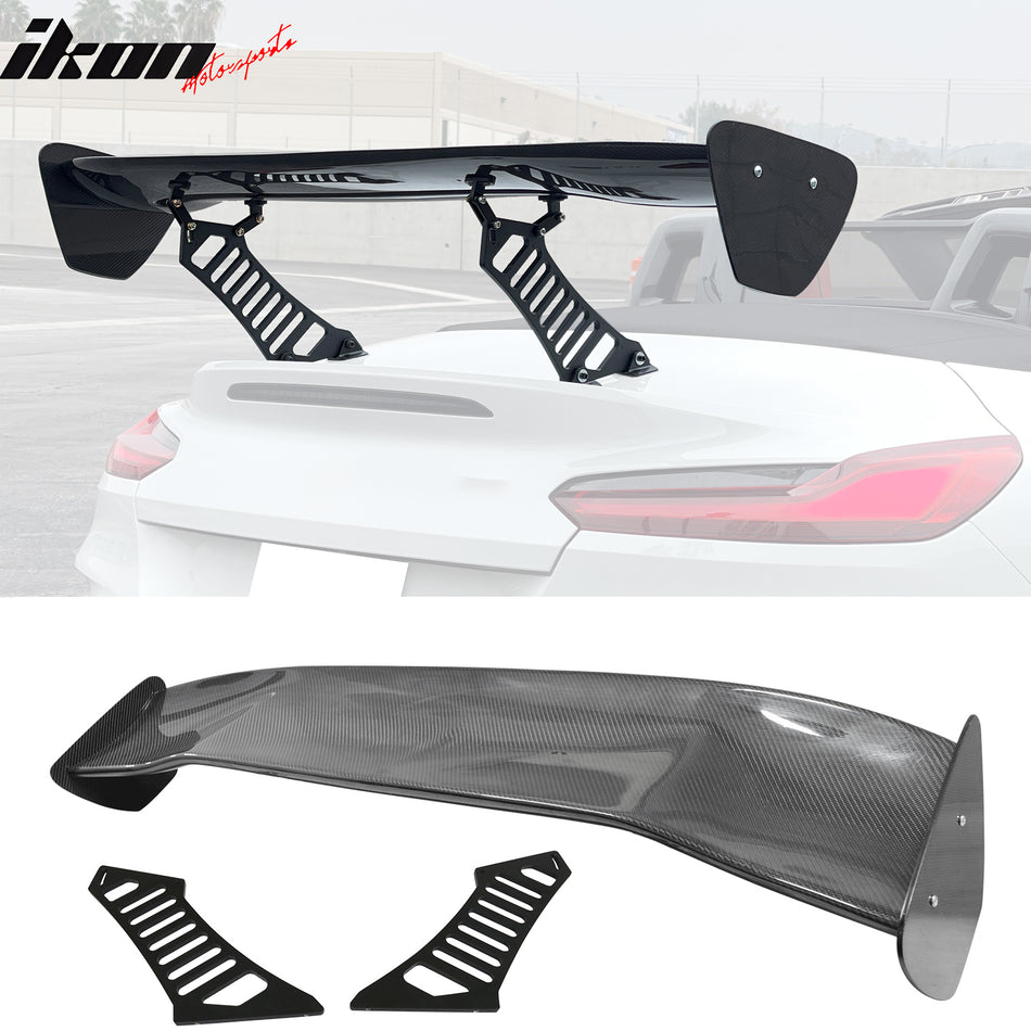 56"Inch GT Style Trunk Spoiler V3 Side Plates V3 Legs 3D Carbon Fiber