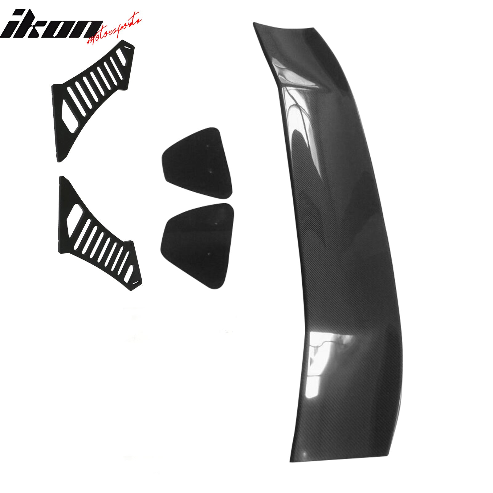 Universal 56" Inch GT Style 3D Carbon Fiber Trunk Spoiler V3 Side Plates + Legs