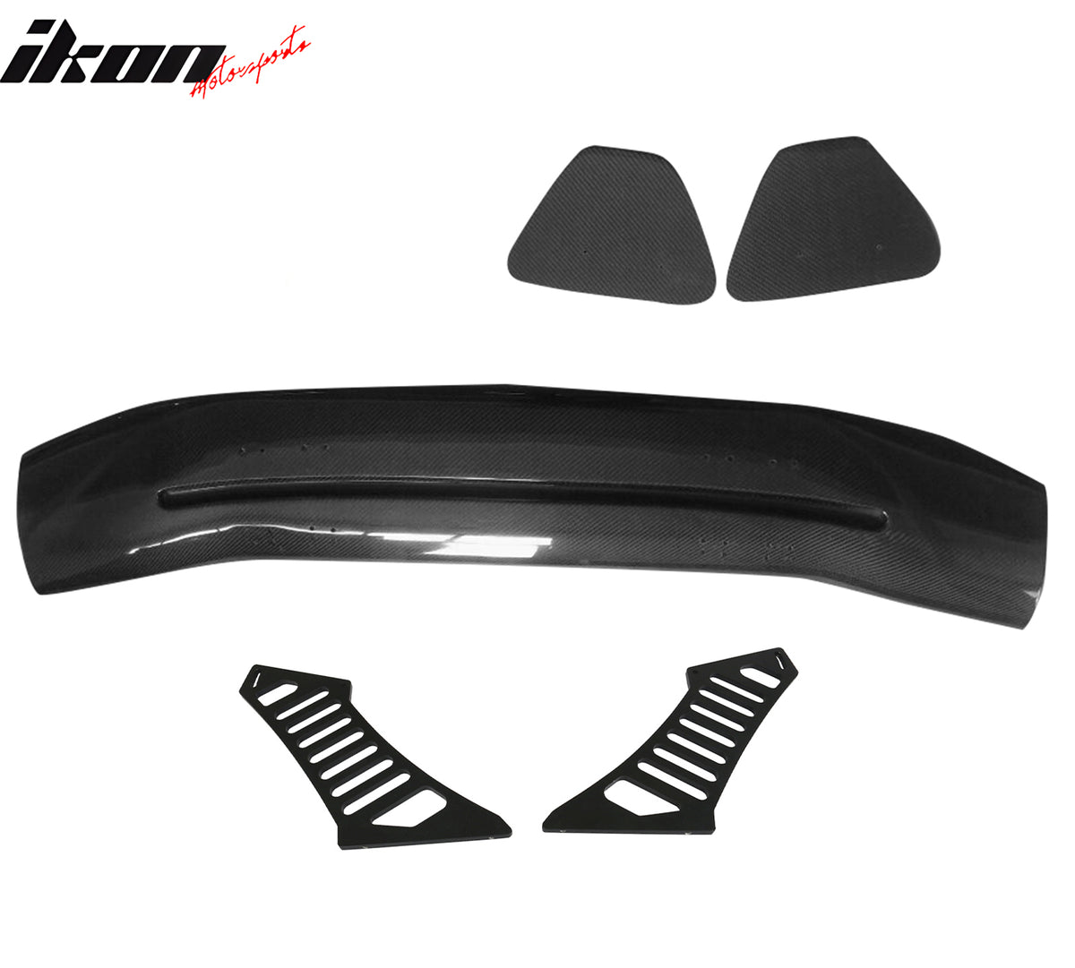 Universal 56" Inch GT Style 3D Carbon Fiber Trunk Spoiler V3 Side Plates + Legs